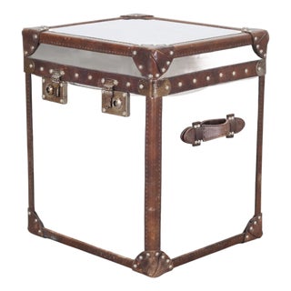 Timothy Oulton Steel and Leather London Steamer Hat Trunk For Sale