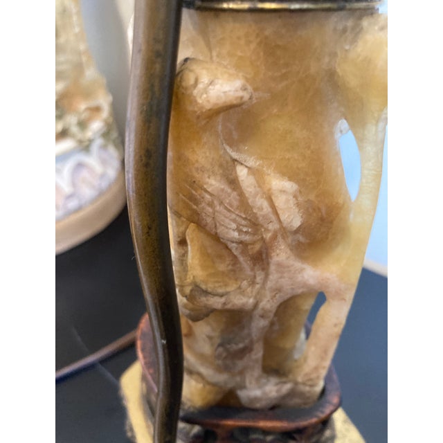 Vintage Asian Inspired Carved Stone Lamp For Sale - Image 12 of 12