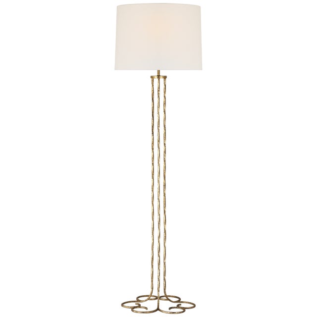 Traditional AERIN by Visual Comfort Signature Shae 65" Sculpted Floor Lamp in Gilded Iron with Linen Shade For Sale - Image 3 of 3