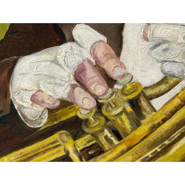 Late 20th Century Alexander Borisoff “Sascha” Framed Clown Oil on Canvas Playing Tuba Painting For Sale - Image 9 of 12