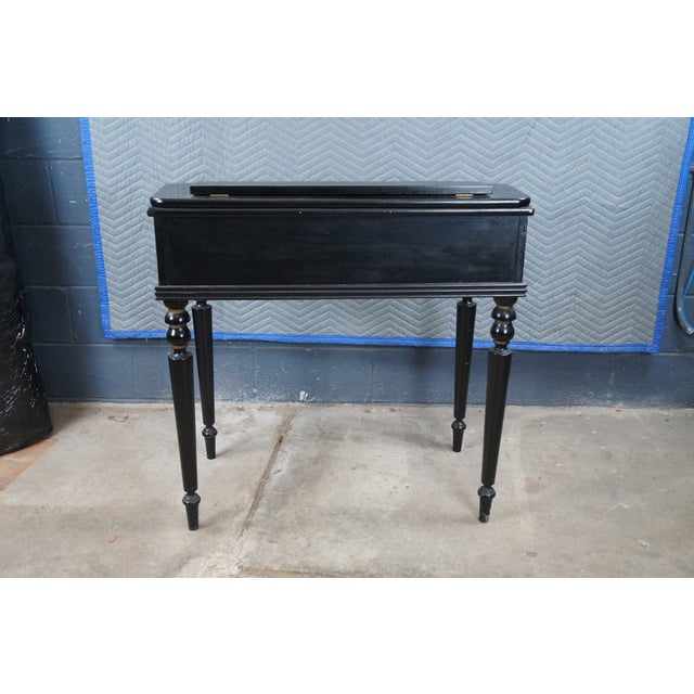 Hitchcock Style Black Lacquered Harvest Stenciled Secretary Writing Desk For Sale - Image 12 of 14