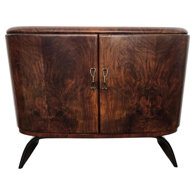 Mid-Century Italian Art Deco Style Walnut Burl and Mirror Mosaic Dry Bar Cabinet by Paolo Buffa, 1940s For Sale - Image 10 of 10