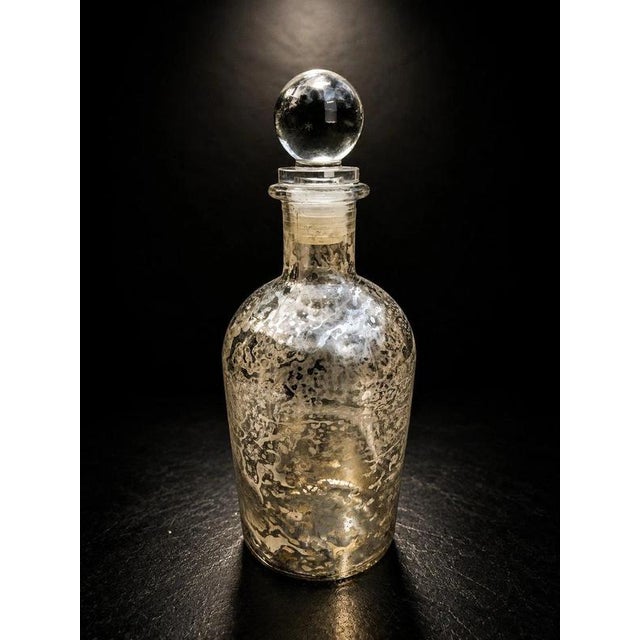 Vintage Mercury Glass Apothecary Bottles with Original Stoppers, Set of 3 For Sale - Image 4 of 7