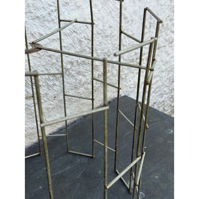 Vintage Lamp Shade Chandelier Ceiling Fixture Metal Wire Brutalist Modern Jere For Sale In New York - Image 6 of 6