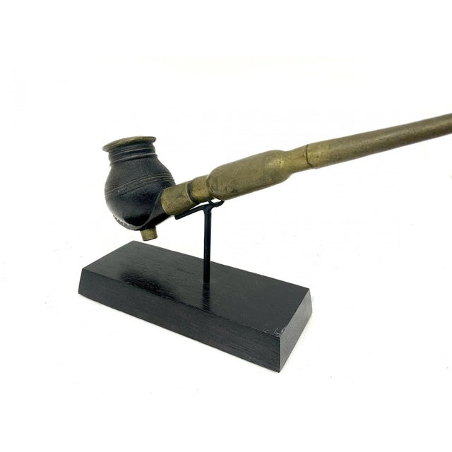 Early 20th Century Ceremonial Smoking Pipe of the Dinka Tribe Professionally Mounted For Sale - Image 4 of 8