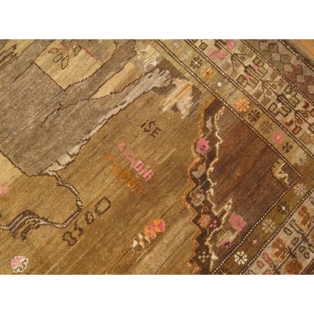 Brown Vintage Zabihi Collection Double Lion Turkish Gallery Size Runner - 5'7" x 11'10" For Sale - Image 8 of 12