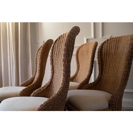 Cinnamon Vintage Stanley Cottage Revival Cabana Chairs in Seagrass, Set of Four For Sale - Image 8 of 16
