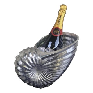 Sculptural Nautilus Shell Polished Aluminium Champagne & Wine Cooler For Sale