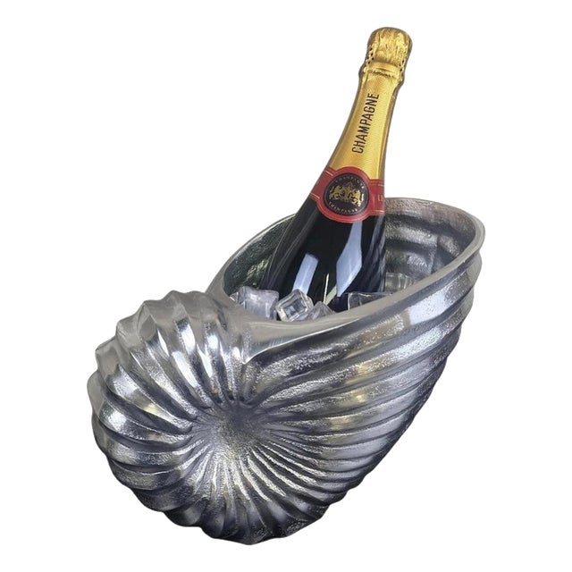 Sculptural Nautilus Shell Polished Aluminium Champagne & Wine Cooler For Sale