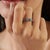 Handmade Two-Tone Pink & Green Sapphire Navette Stacking Ring in Silver Size 6.5 For Sale - Image 4 of 13