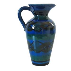 Vintage Italian Blue and Green Pottery Pitcher