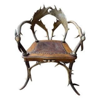 Antique German Antler Armchair, Handcrafted, Circa 1900 For Sale