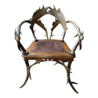 Antique German Antler Chair For Sale