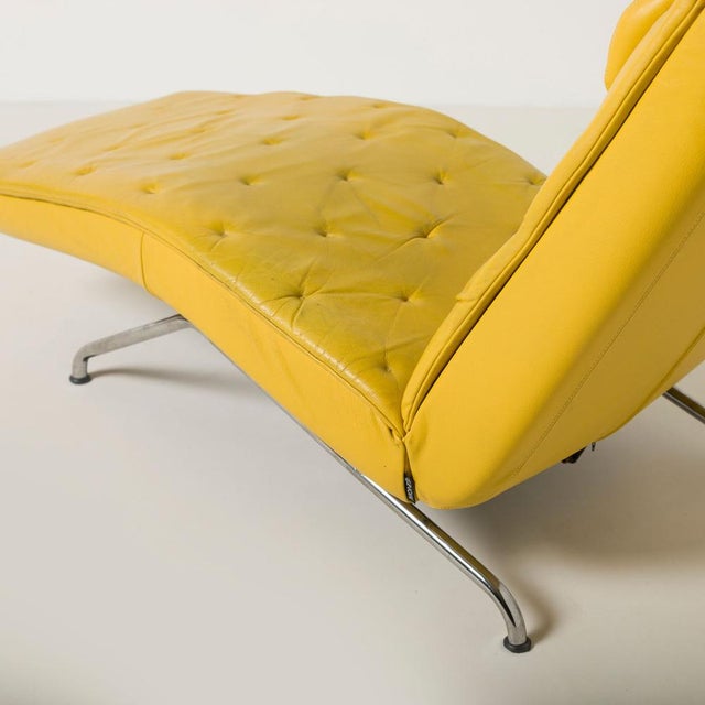 Metal Mid-Century Modern Chaise Lounge in Yellow Leather and Chrome Plated Steel from Montel, 2000s For Sale - Image 7 of 10
