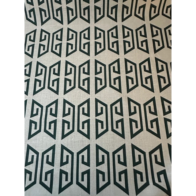 2020s Cleo Carie Green Fabric Bradley Printed Linen 1 1/2 Yards For Sale - Image 5 of 5