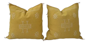 Contemporary Handmade Golden Silk Yellow Pillow Covers- a Pair