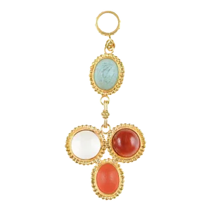 Antique Roman Glass & 21k Gold Drop Pendant