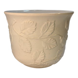Vintage La Blanc Ceramic Planter With Floral Design For Sale
