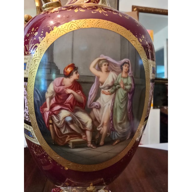 Antique Pair of Royal Vienna Palace Ewers Neoclassical For Sale - Image 10 of 16