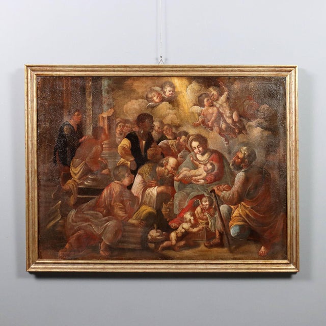 Italian Artist, The Adoration of the 3 Wise Men, 1600s, Oil on Canvas For Sale - Image 12 of 12