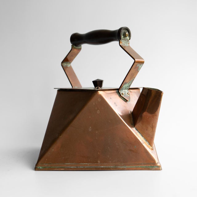 1920s Antique French Modernist Copper Kettle, Art Deco Cubist Design, 1920s For Sale - Image 5 of 16