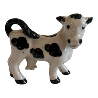 Mid Century Japanese Ceramic Cow Vase For Sale