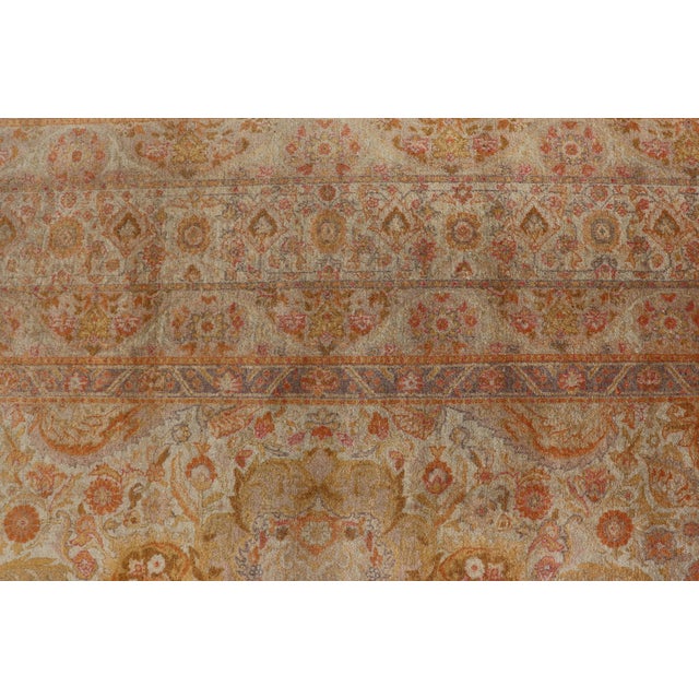 Antique Indian Amritsar Rug With Soft Gold Field and Elegant Floral Design For Sale - Image 12 of 14