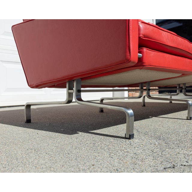 Poul Kjærholm Style Pk31 3-Seater Sofa in Red Leather For Sale - Image 13 of 16