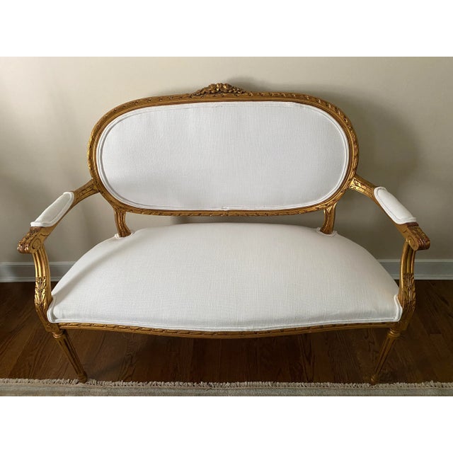 1940s Giltwood Louis XV Style Settee For Sale - Image 10 of 10