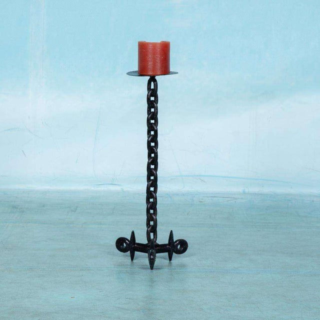 Black Brutalist Candlestick in Metal For Sale - Image 8 of 8