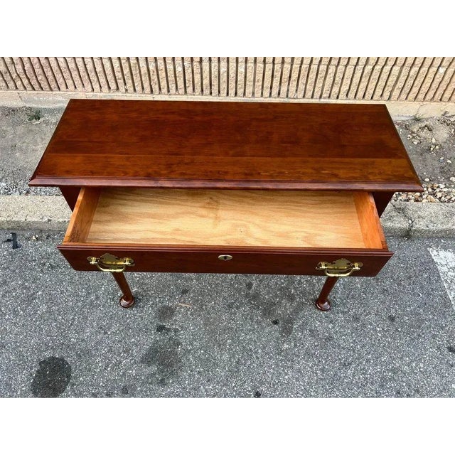 Wood Mid 20th Century Statton Furniture Queen Anna Style Solid Cherry Console Table For Sale - Image 7 of 12
