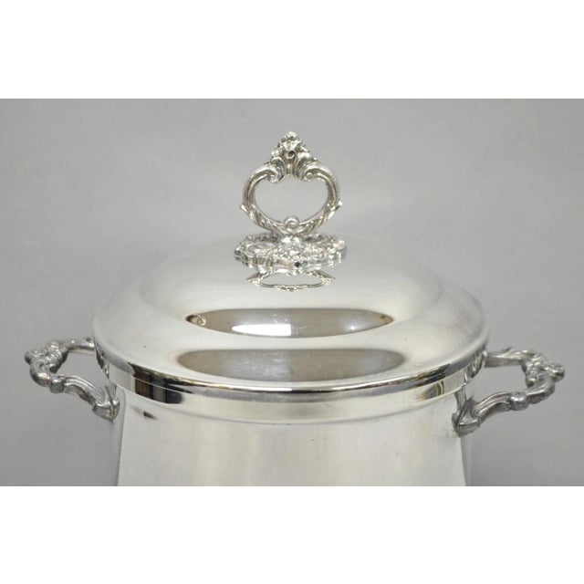 Victorian Vintage Victorian Silver Plated Footed and Covered Lidded Bar Ice Bucket For Sale - Image 3 of 12