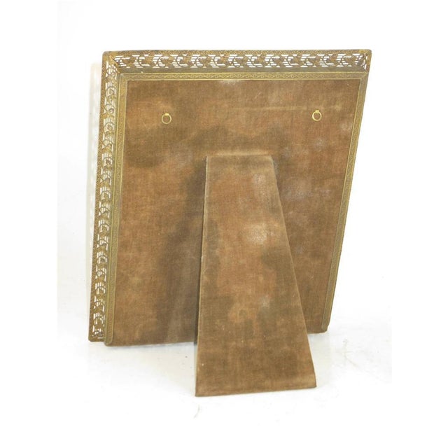 Picture Frame Easel Backed Art Nouveau Bronze Pierced Leaf & Vine Antique French For Sale - Image 9 of 12