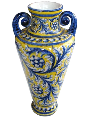 An Italian Tin-Glazed Earthenware Polychrome (Majolica) Double Handled Vase