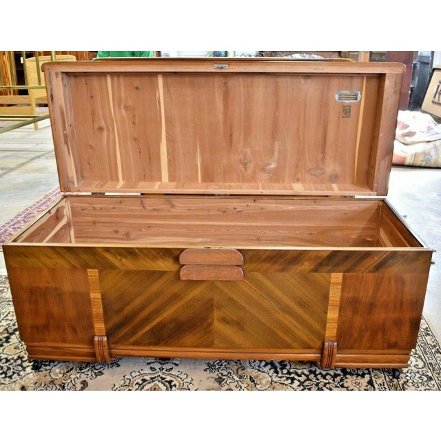 Antique Art Deco Waterfall Style Cedar Hope Blanket Chest by Cavalier