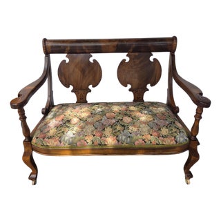 1900s Empire Art Nouveau Mahogany Settee Loveseat Parlor Seating For Sale
