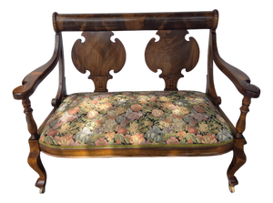 1900s Empire Art Nouveau Mahogany Settee Loveseat Parlor Seating