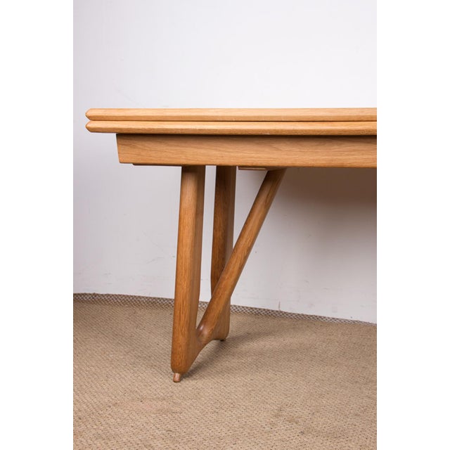Large Extendable Dining Table in Oak by Guillerme et Chambron for Votre Maison, 1960s For Sale - Image 3 of 18