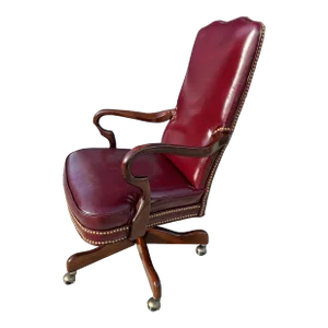 Traditional Gooseneck Arm Leather Executive Chair Manner of Hancock & Moore