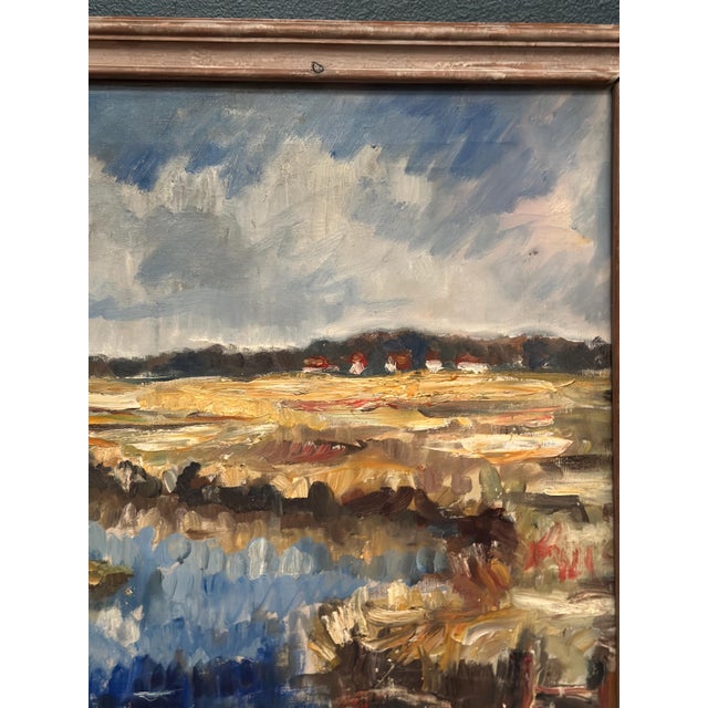 Niels Mandrup Bruun, Marshland from Ribe, 1937, Oil Painting on Canvas, Framed For Sale - Image 7 of 18