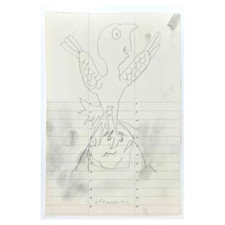 Mino Maccari, Bird and Melancholy, Pencil Drawing, 1945 For Sale