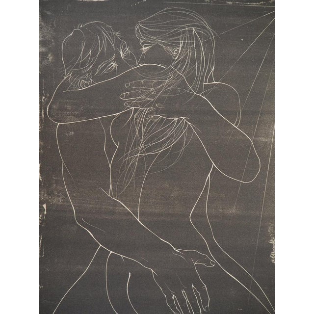 Modern Pierre-Yves Tremois, Embracing Couple, Original Signed Lithograph For Sale - Image 3 of 7