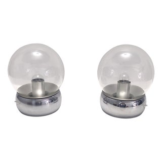 Vieste Table Lamps in Glass and Metal attributed to G.P.A Monti for Candle, 1970s, Set of 2 For Sale