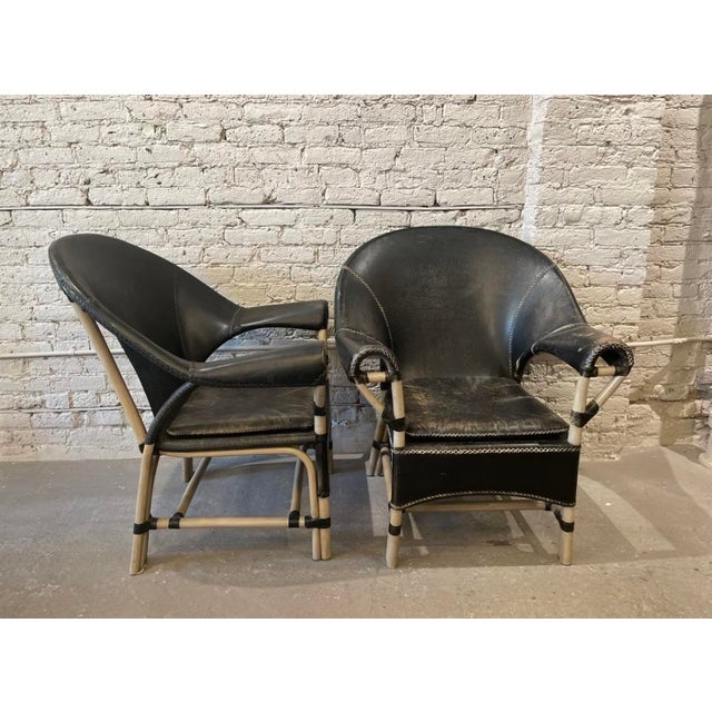 1970s Vintage Antonio Budji Layug Bamboo and Leather Chairs - A Pair For Sale - Image 4 of 10