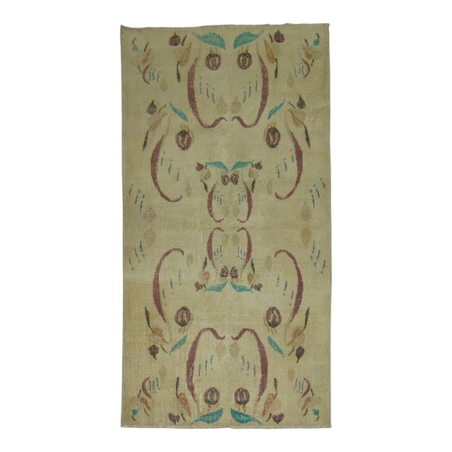 Vintage Zabihi Collection Turkish Art Deco Rug - 3'11" x 7'3" For Sale