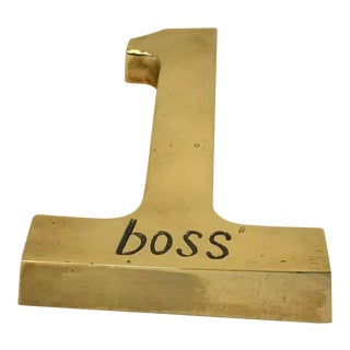 Number One Boss Brass Paperweight For Sale
