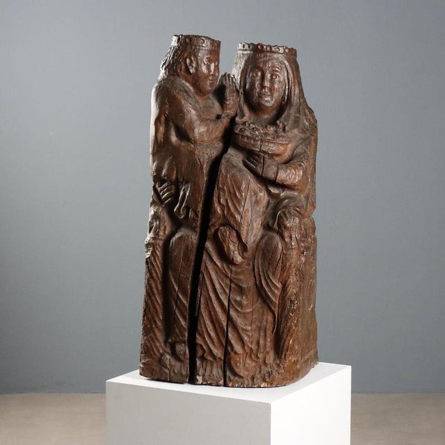 Antique Neo-Gothic Sculpture Virgin with Child Model, 19th Century For Sale - Image 10 of 10