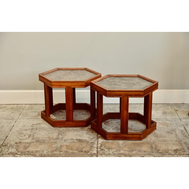Brown Saltman 1960s Pair of Hexagonal 'Domino' Side Tables by John Keal for Brown-Saltman For Sale - Image 4 of 8