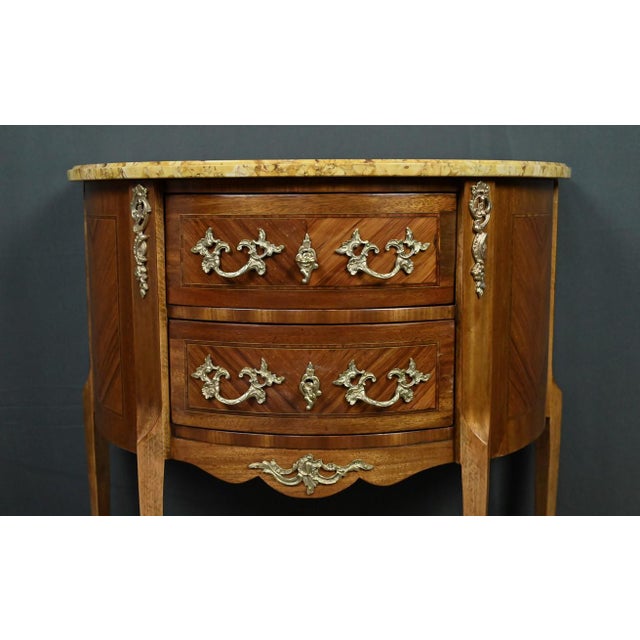 Early 20th Century Louis XV-Louis XVI Transition Style Half-Moon Commode For Sale - Image 6 of 18