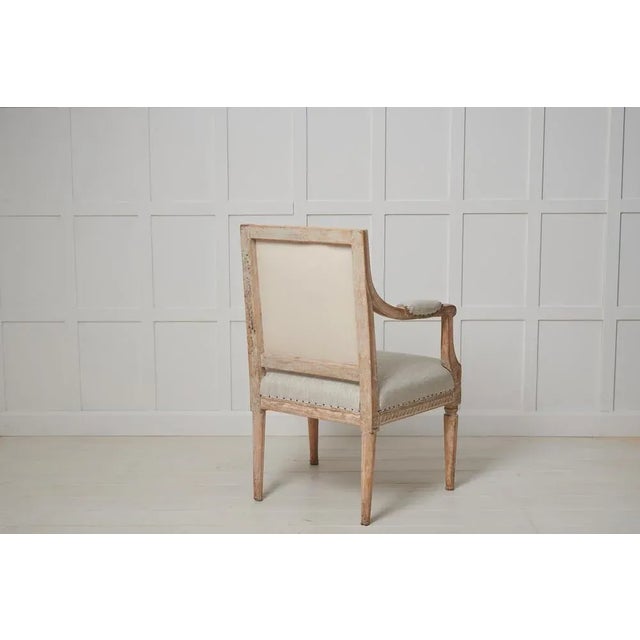 Swedish Gustavian Upholstered Pine Armchair For Sale - Image 5 of 11